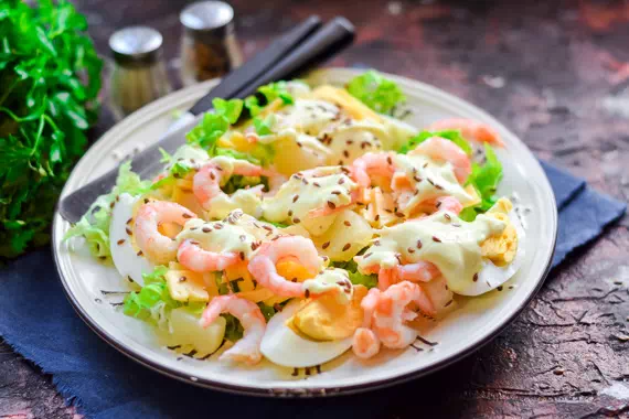Вкуснейший салат с креветками и ананасом - пошаговый рецепт с фото