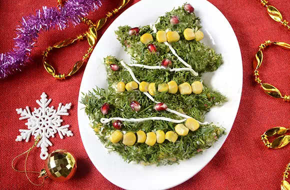 Крабовый салат «Елочка» на новый год рецепт с фото