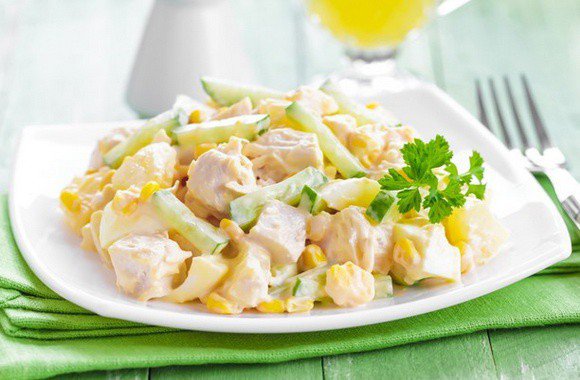 Салат «Курица с ананасом» классический рецепт