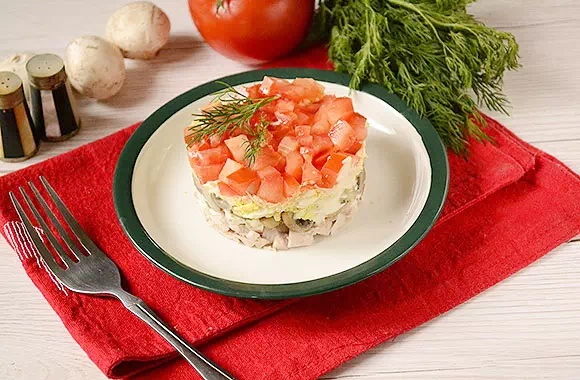 Салат красная шапочка с помидорами - классический рецепт с пошаговыми фото