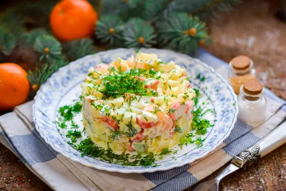 Крабовый салат с апельсином - оригинальный рецепт с пошаговыми фото