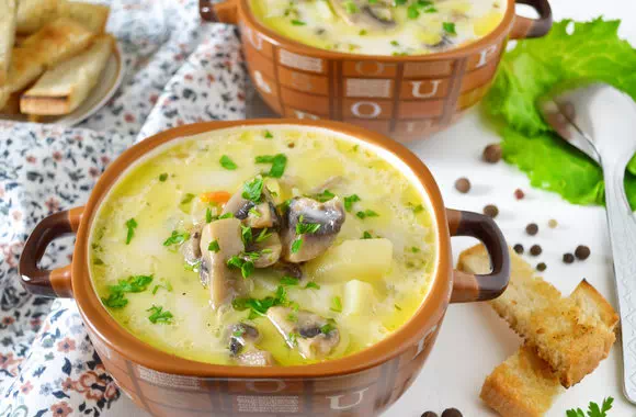 Сырный суп с грибами