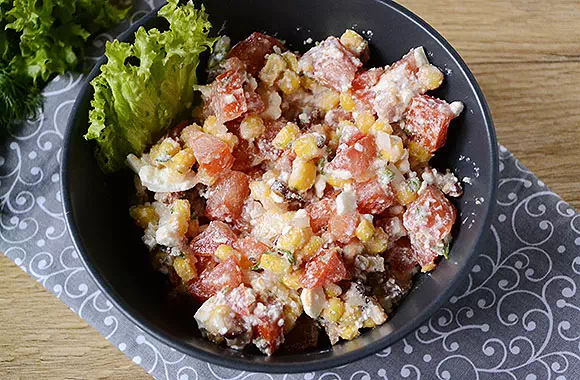 Салат с кукурузой и сыром фета - простой рецепт с пошаговыми фото